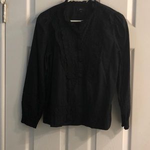 Black ruffle cotton blouse!